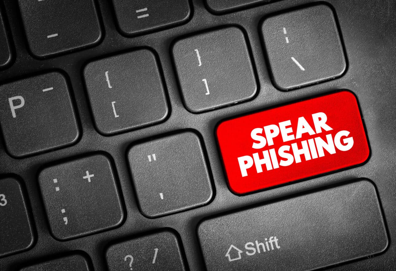 Keyboard with highlighted spear phishing key