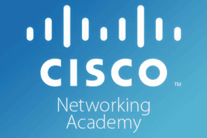 Cisco Networking Academy logo on blue background