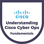 Cisco Cyber Ops Fundamentals badge for network security.