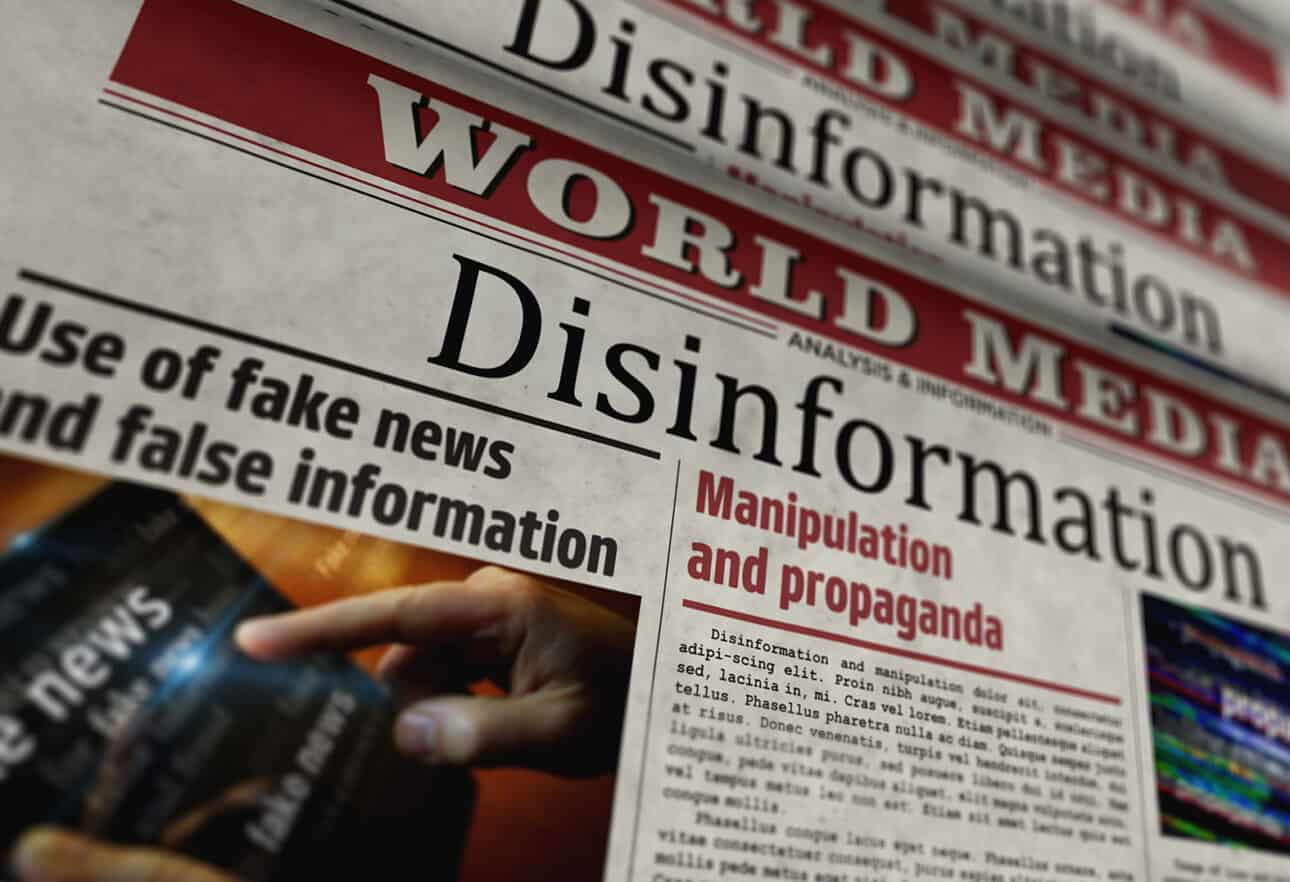 Newspaper headlines on disinformation and fake news