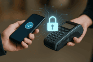 Contactless payment with mobile phone and card reader.