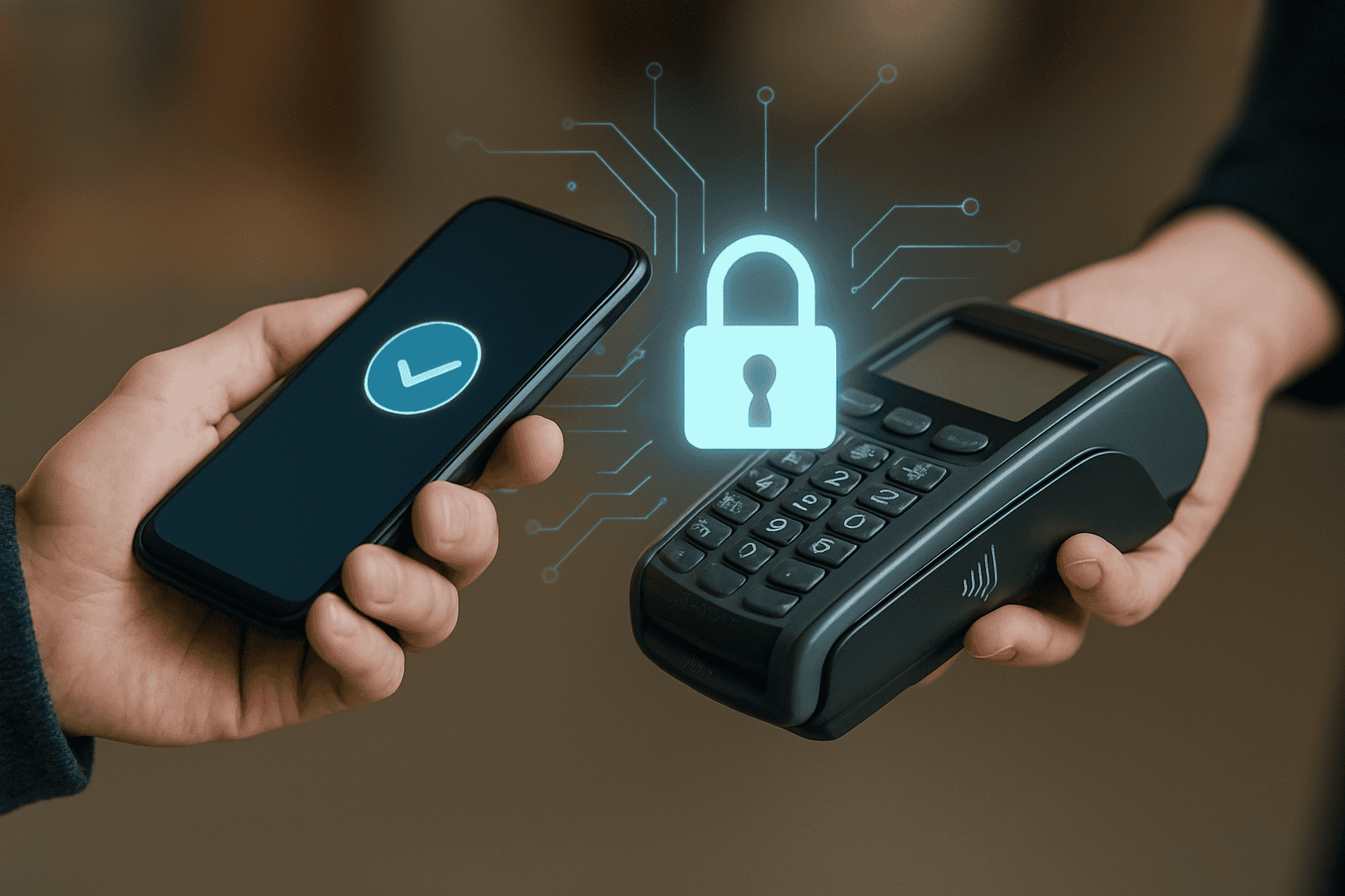 Contactless payment with mobile phone and card reader.