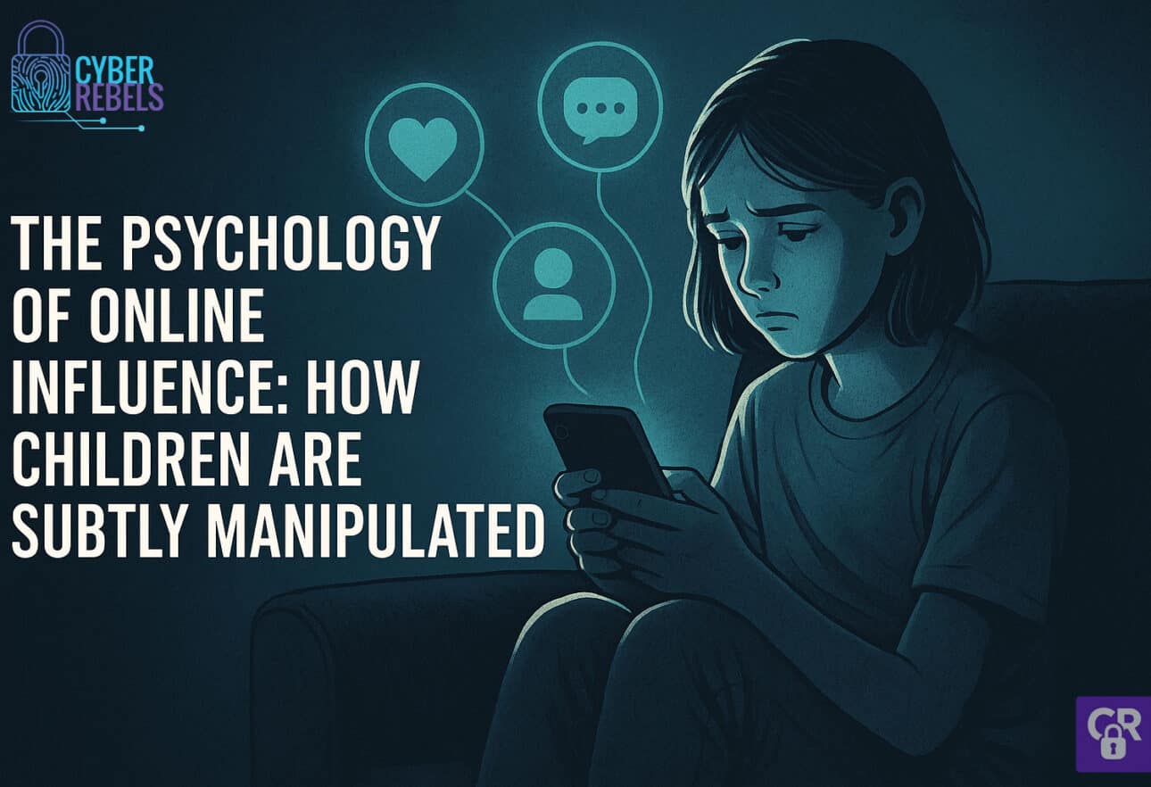 Child influenced by online content on smartphone.