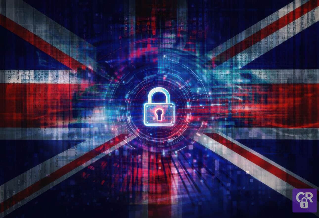 UK flag with digital lock overlay